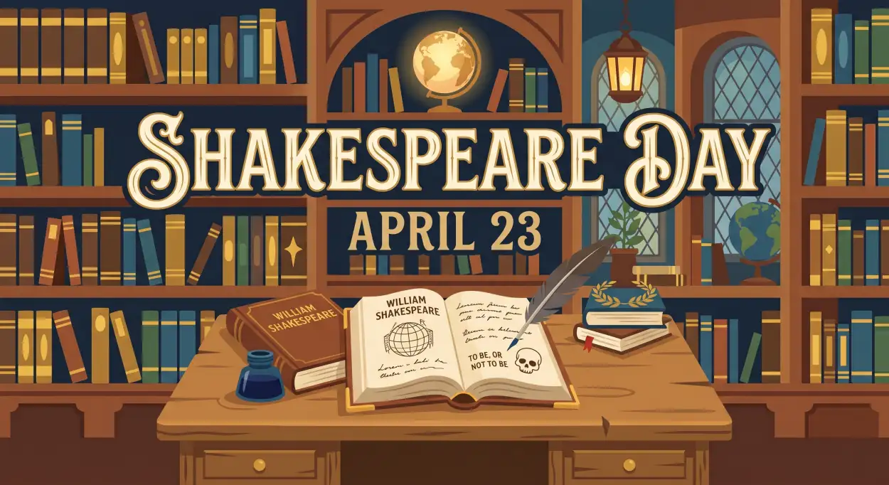 Free Download Shakespeare And World Book Day Connection - High Quality William Shakespeare Day 2026 Image
