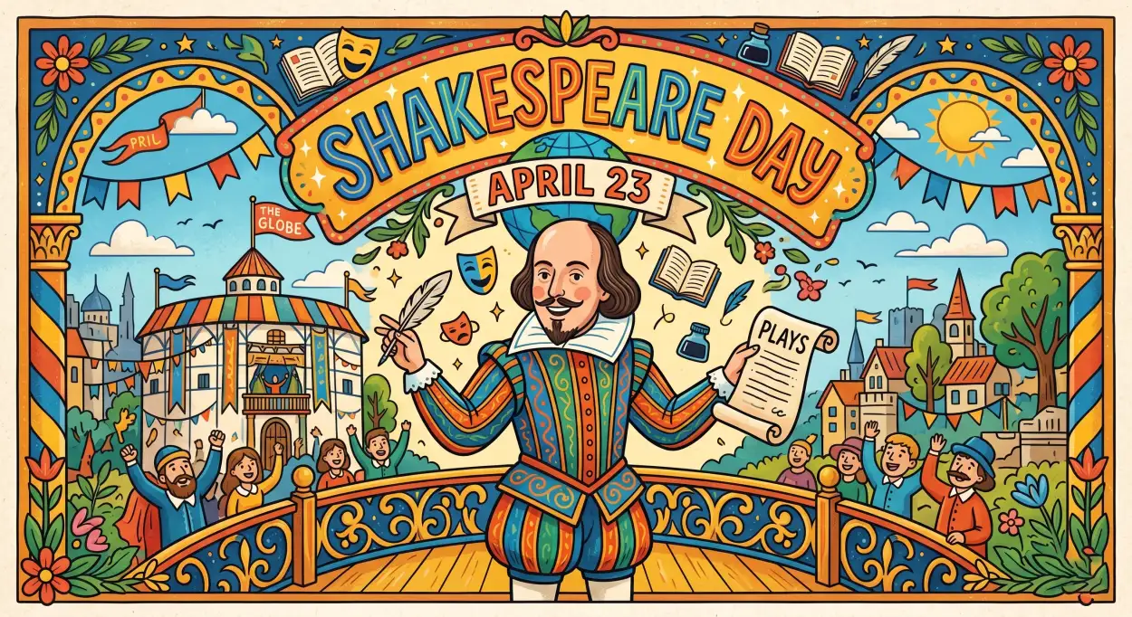 Free Download Shakespeare Day Art Ideas For Students - High Quality William Shakespeare Day 2026 Image