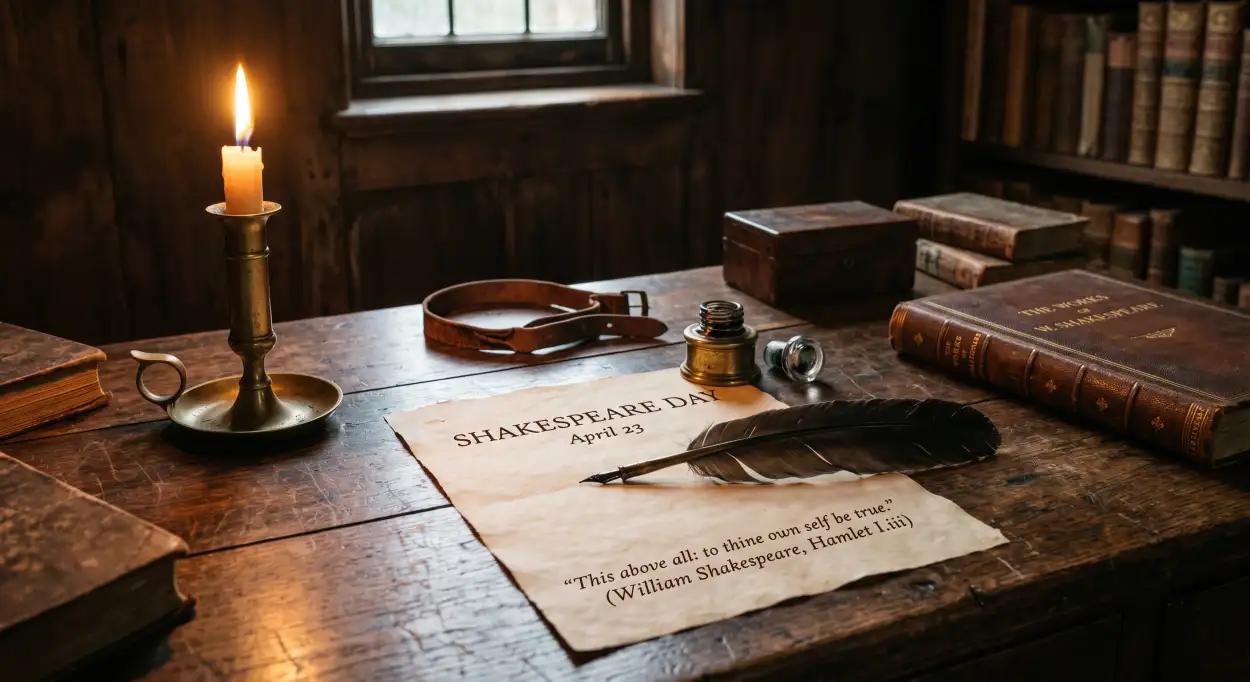 Free Download Shakespeare Day Classroom Decoration Ideas - High Quality William Shakespeare Day 2026 Image