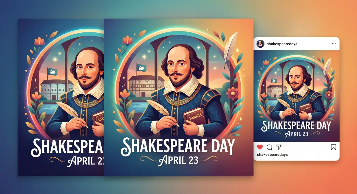Free Download Shakespeare Day Content Ideas For Instagram - High Quality William Shakespeare Day 2026 Image