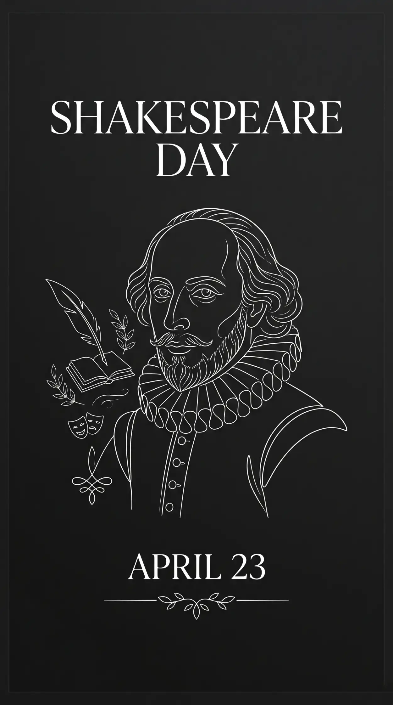 Free Download Shakespeare Day Minimalist Poster Design - High Quality William Shakespeare Day 2026 Image