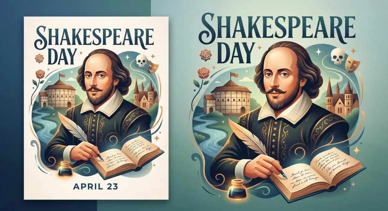 Free Download Shakespeare Day Sticker Design Ideas - High Quality William Shakespeare Day 2026 Image