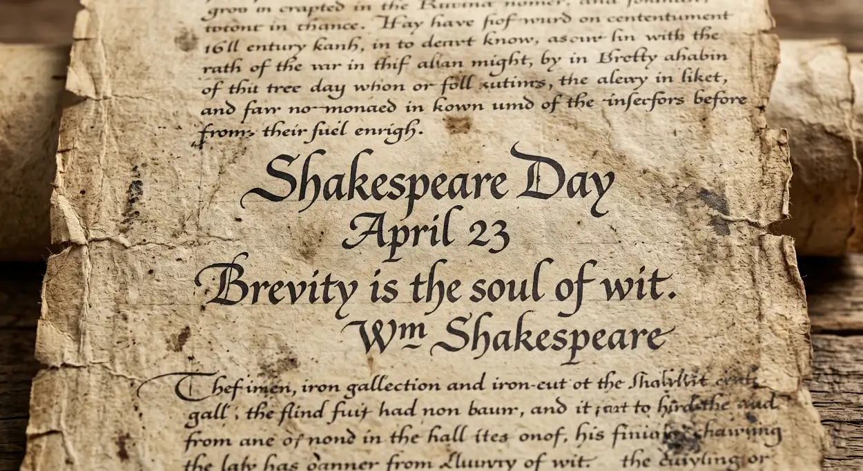 Free Download Shakespeare Day Whatsapp Broadcast Message - High Quality William Shakespeare Day 2026 Image