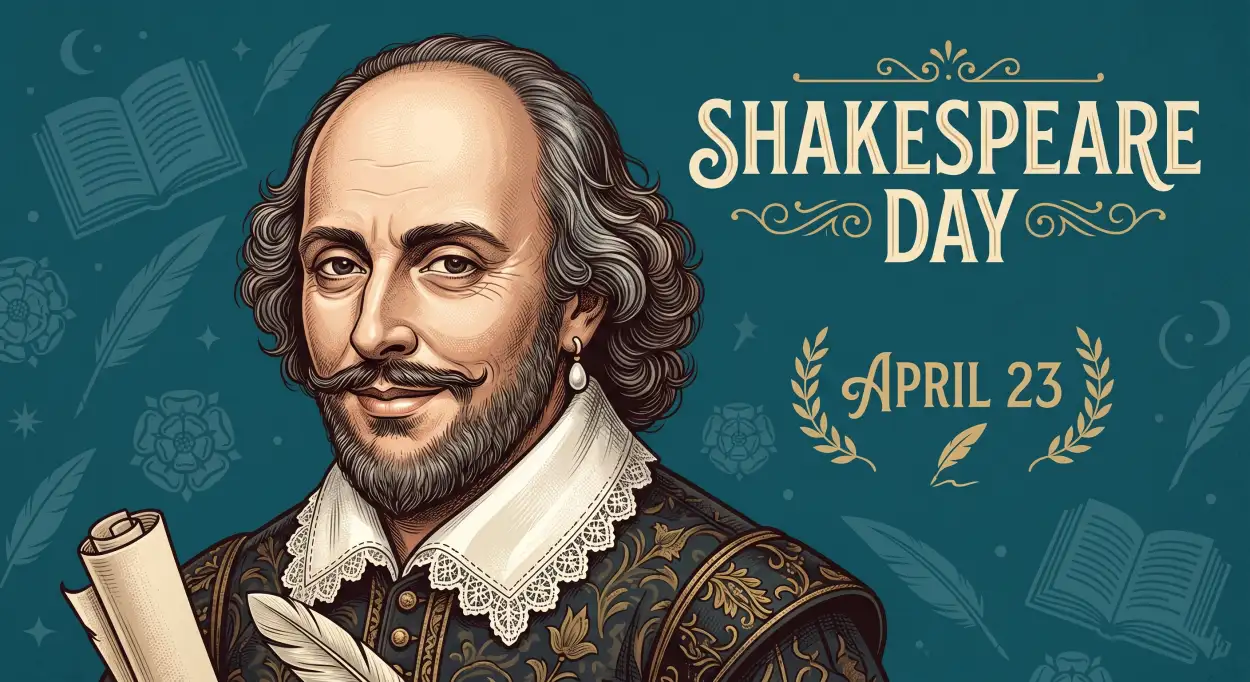 Free Download Shakespeare Vector Face Illustration - High Quality William Shakespeare Day 2026 Image