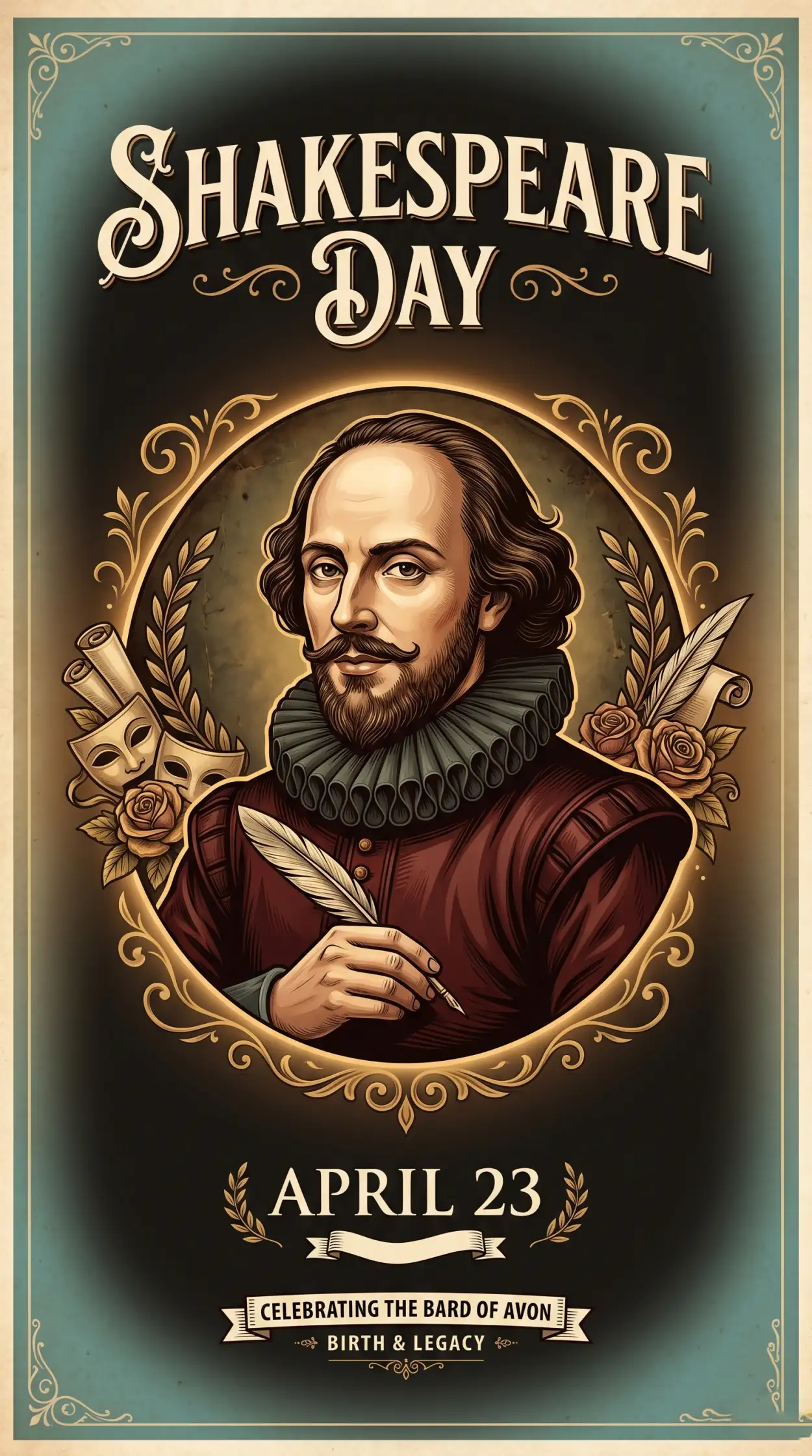 Free Download Shakespeare Vintage Portrait Transparent Png - High Quality William Shakespeare Day 2026 Transparent PNG
