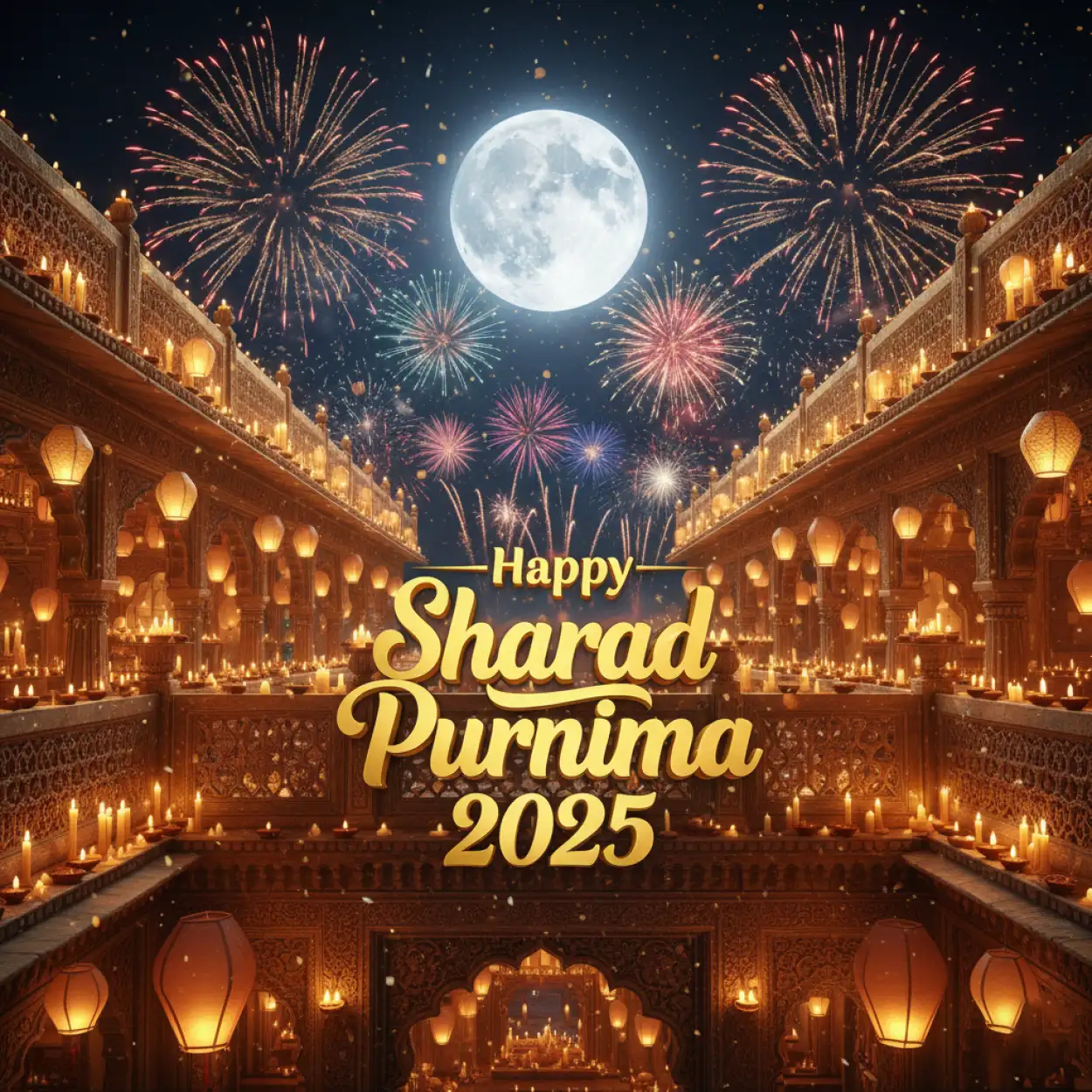 Free Download Sharad Purnima 2025 Diyas And Moon Hd Wallpaper - High Quality Happy Sharad Purnima 2025 Background