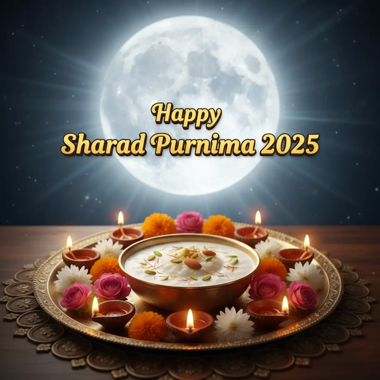 Free Download Sharad Purnima 2025 Pooja Thali Decoration Images - High Quality Happy Sharad Purnima 2025 Background