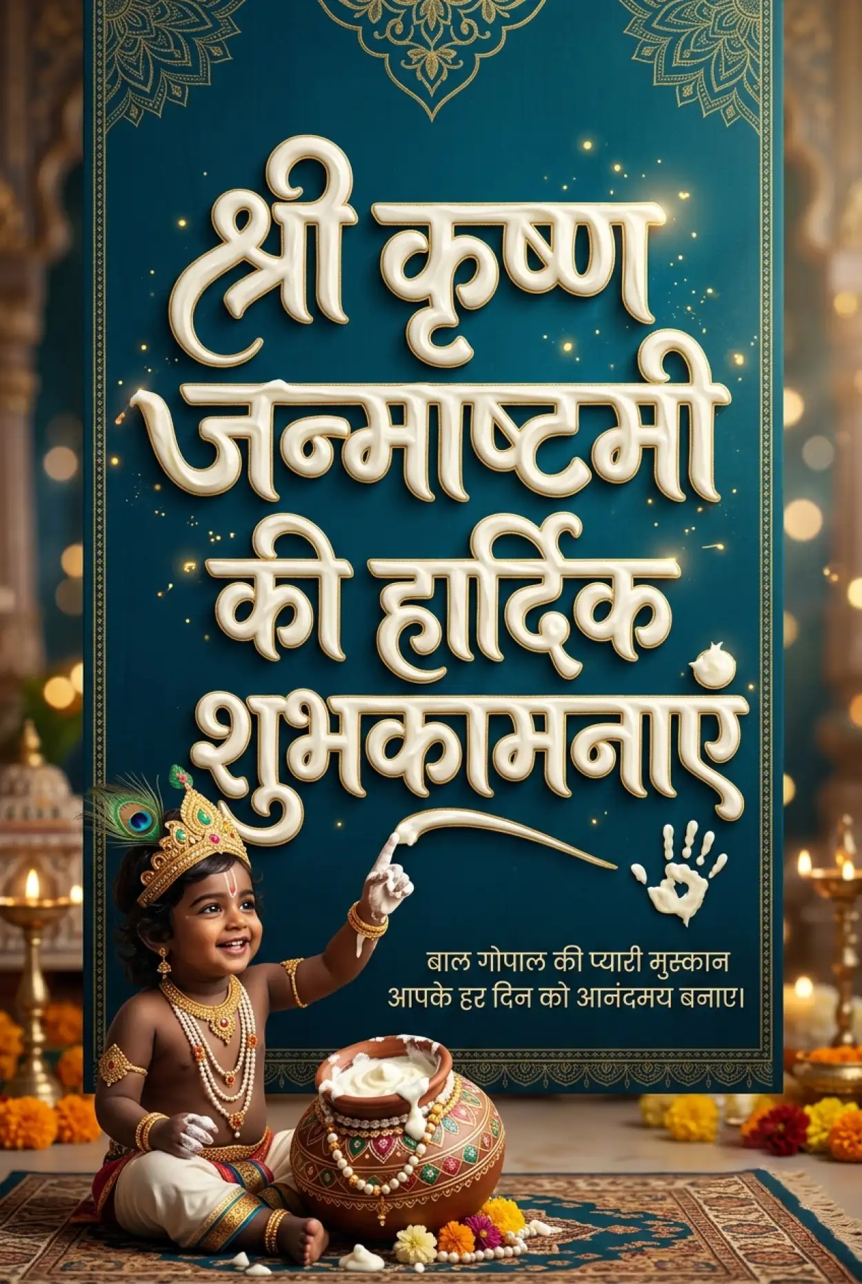 Free Download Shri Krishna Janmashtami Hindi Message With Photo - High Quality Shri Krishna Janmashtami Ki Hardik Shubhkamnaye In Hindi Image