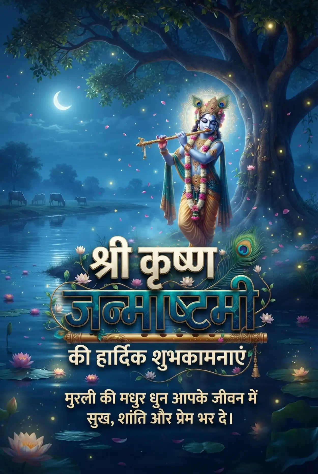 Free Download Shri Krishna Janmashtami Wishes In Hindi For Instagram - High Quality Shri Krishna Janmashtami Ki Hardik Shubhkamnaye In Hindi Image