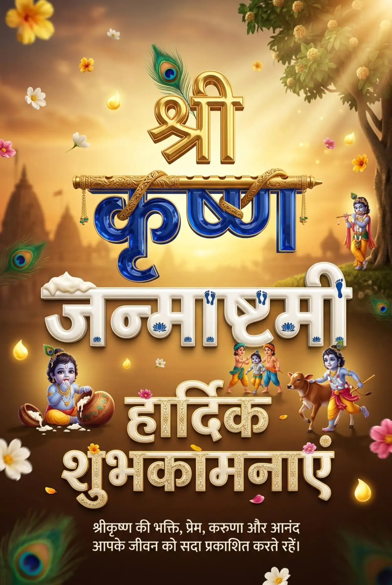 Free Download Shubh Janmashtami Ki Hardik Shubhkamnaye In Hindi - High Quality Shri Krishna Janmashtami Ki Hardik Shubhkamnaye In Hindi Image