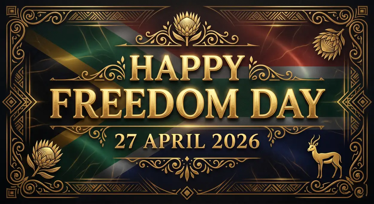 Free Download South Africa Freedom Day 2026 Banner Design Text Wishes - High Quality Happy Freedom Day South Africa Wishes 2026 Image