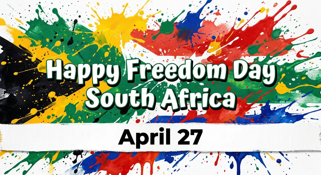 Free Download South Africa Freedom Day Captions Text Design Png 2026 - High Quality Happy Freedom Day South Africa Wishes 2026 Transparent PNG