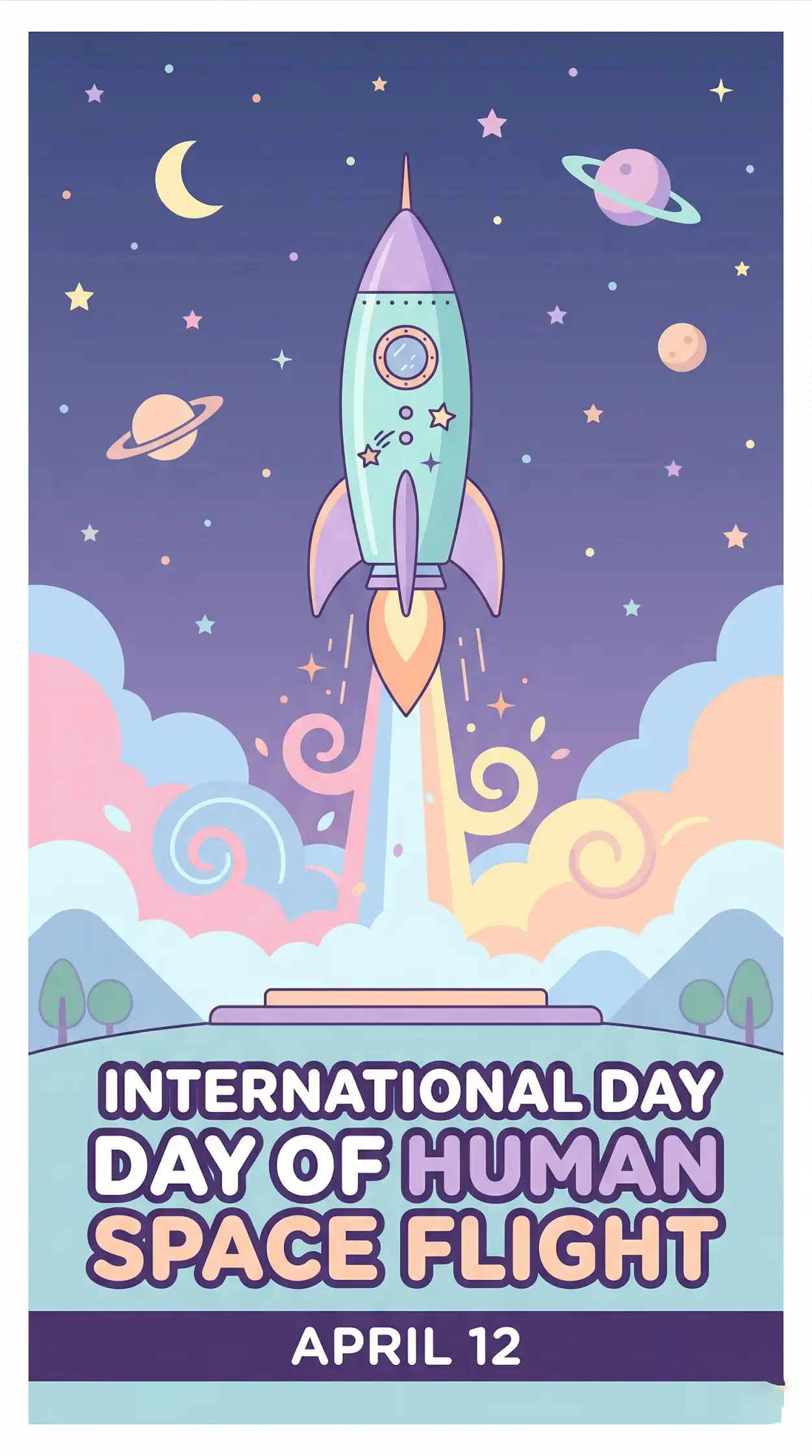 Free Download Space Day Creative Poster Template - High Quality International Day Of Human Space Flight 2026 Image