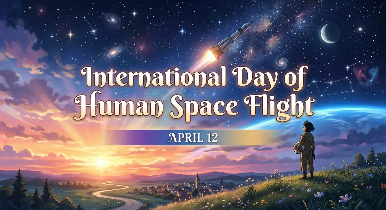 Free Download Space Themed Greeting Messages 2026 - High Quality International Day Of Human Space Flight 2026 Image