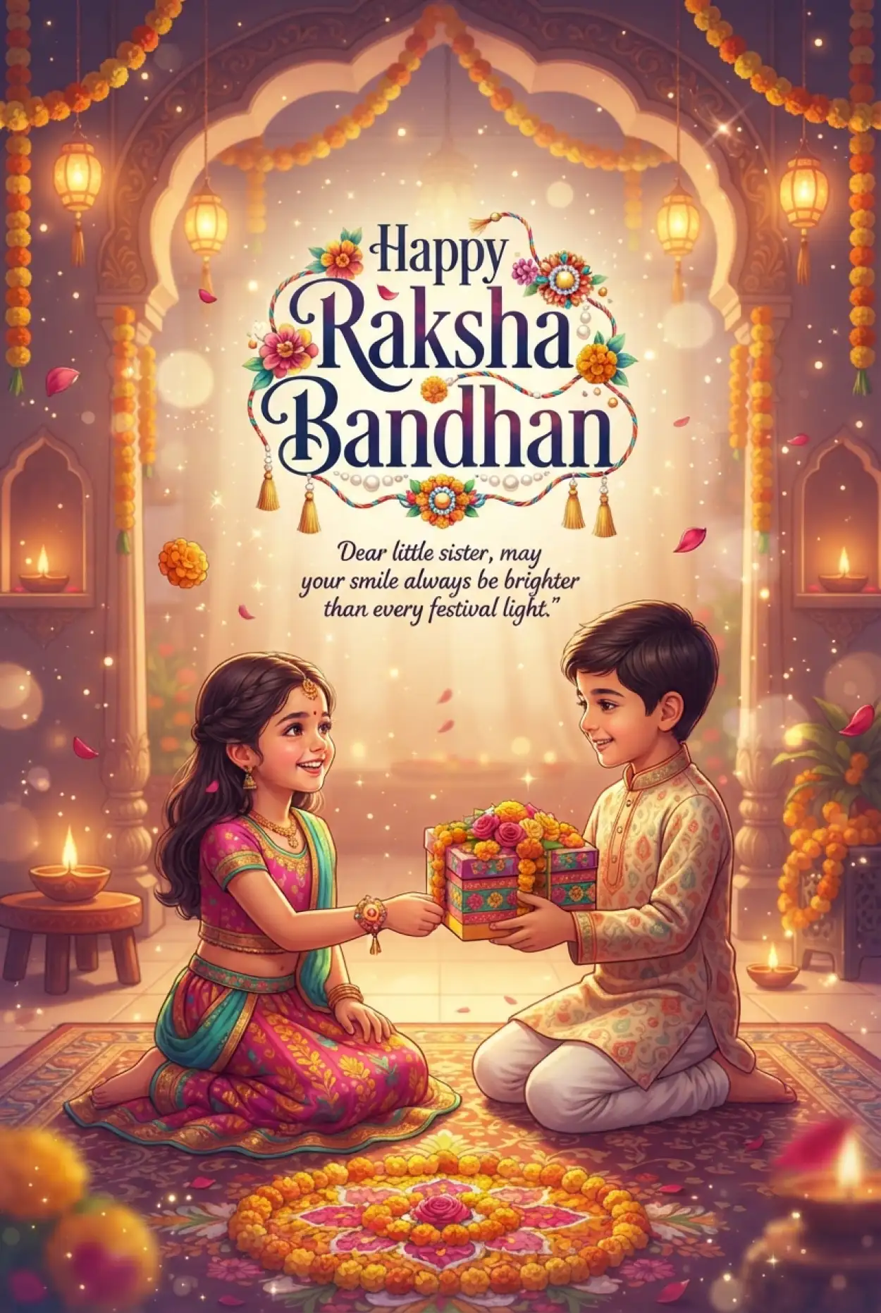 Free Download Special Raksha Bandhan Wishes For Little Siblings - High Quality Happy Raksha Bandhan Wishes For Children Image