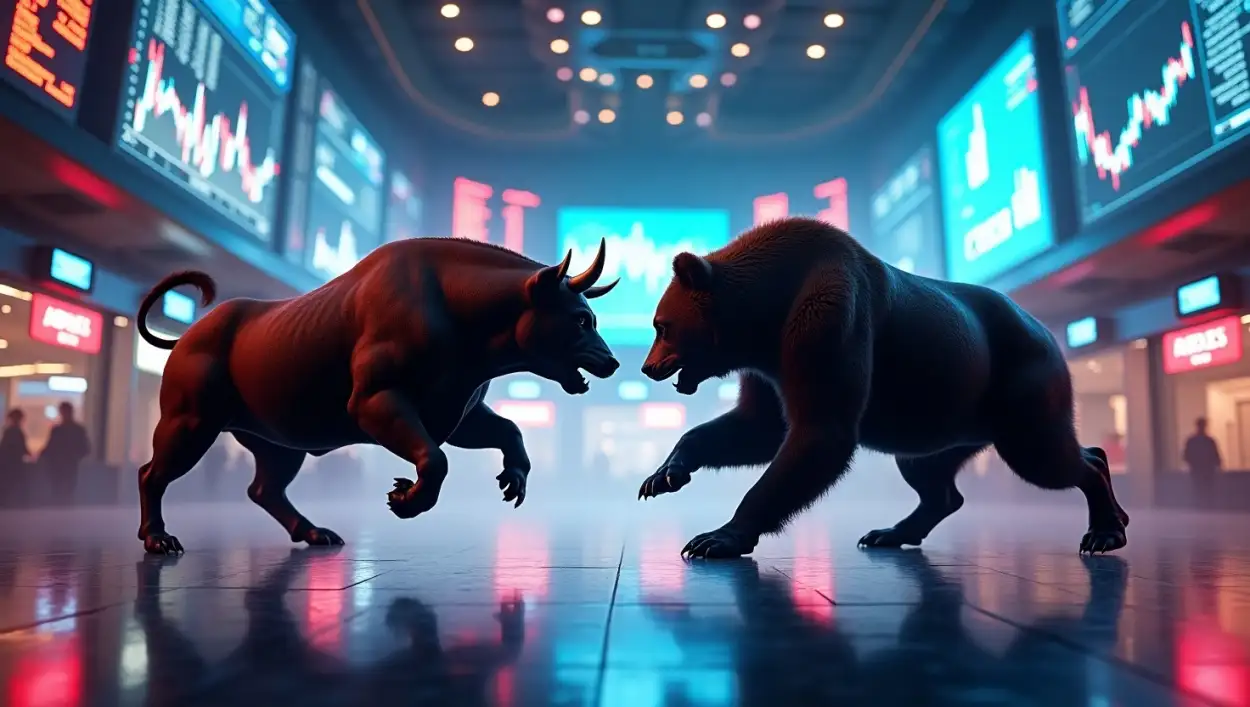 stock market background with digital screen