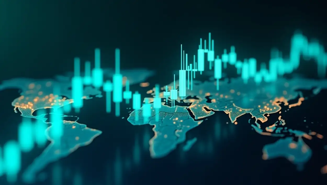 stock market background with green arrow