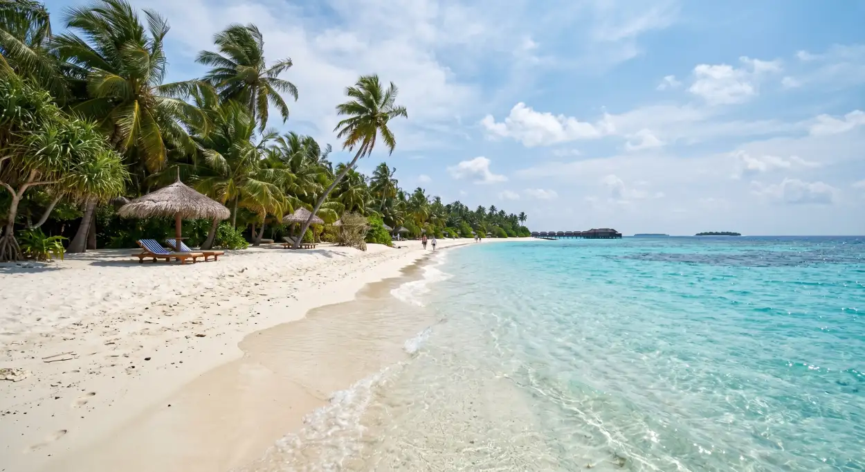 Free Download Summer Background With Coconut Trees And Sandy Beach - High Quality Summer Background Background Image