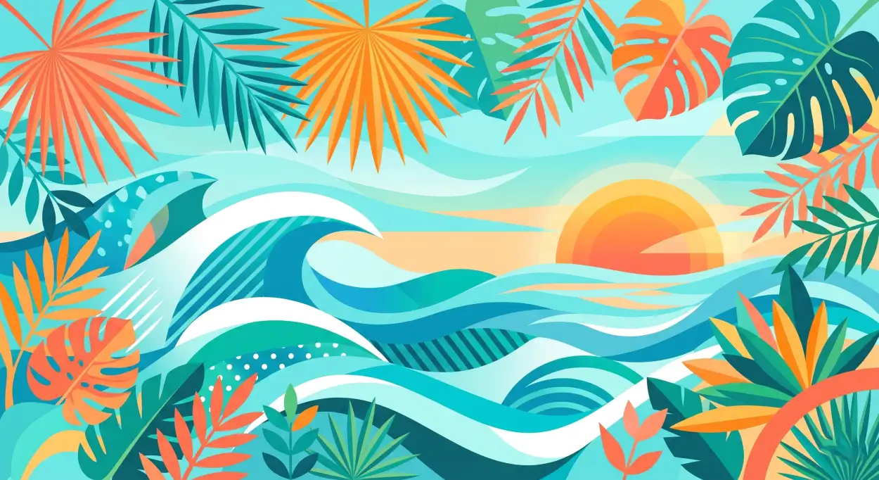 Free Download Summer Vector Background With Tropical Floral Pattern - High Quality Summer Background Background Image