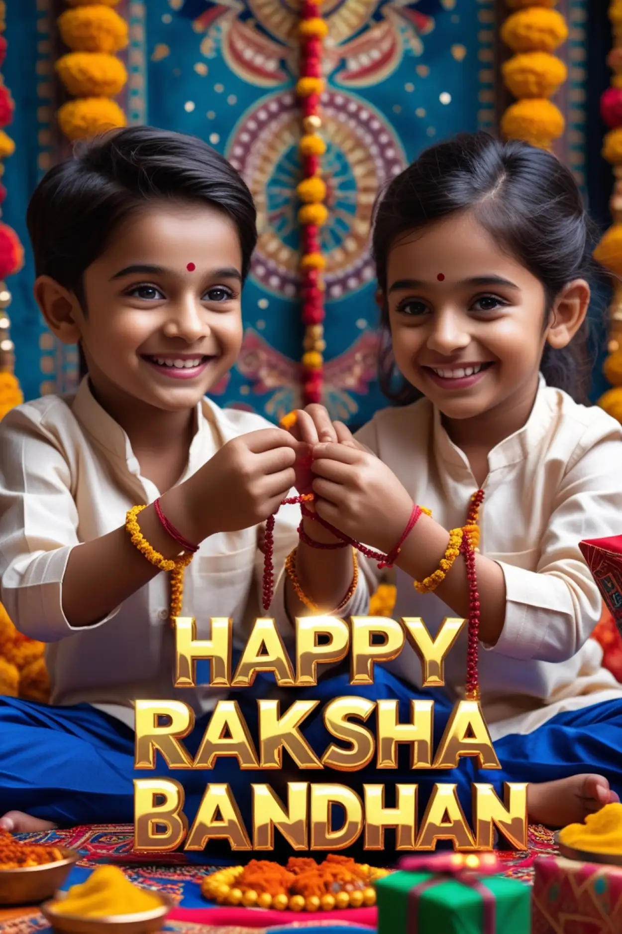 Free Download Sweet Messages For Brother On Raksha Bandhan For Kids - High Quality Happy Raksha Bandhan Wishes For Children Background