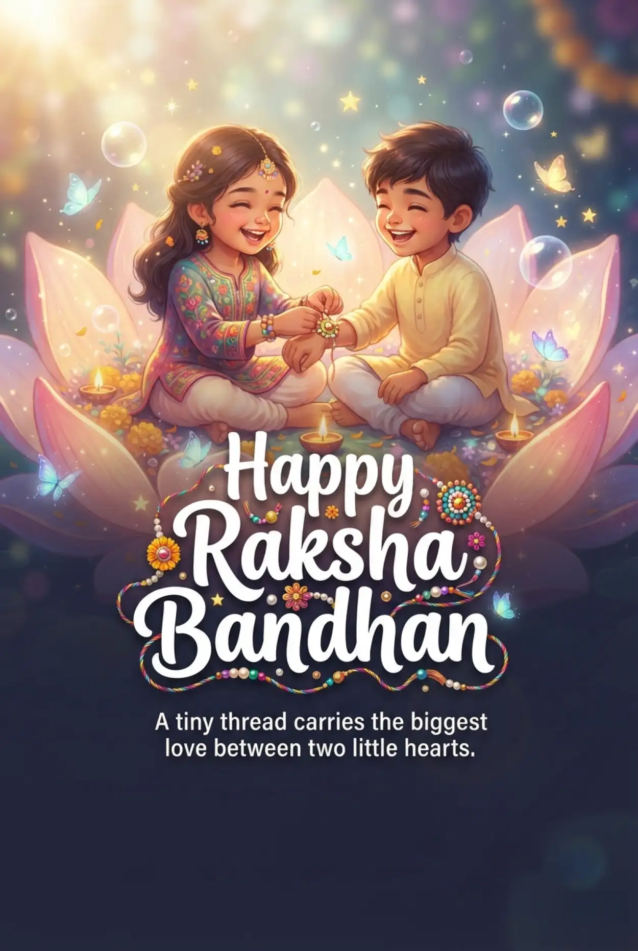 Free Download Sweet Raksha Bandhan Blessings For Little Kids - High Quality Happy Raksha Bandhan Wishes For Children Image