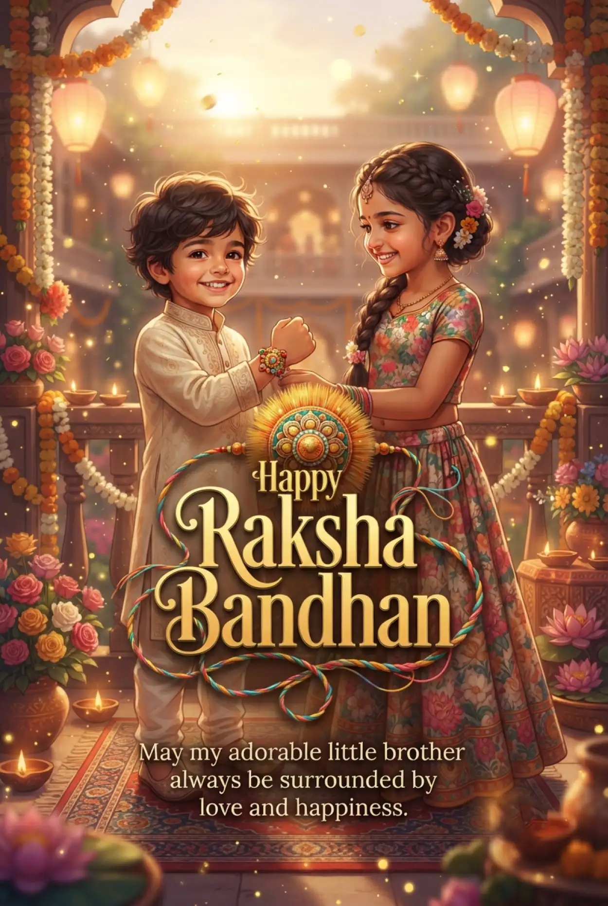 Free Download Sweet Raksha Bandhan Wishes For Little Children - High Quality Happy Raksha Bandhan Wishes For Children Image