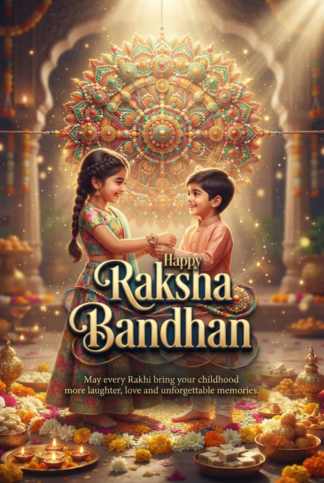 Free Download Sweet Sibling Raksha Bandhan Wishes For Children - High Quality Happy Raksha Bandhan Wishes For Children Image