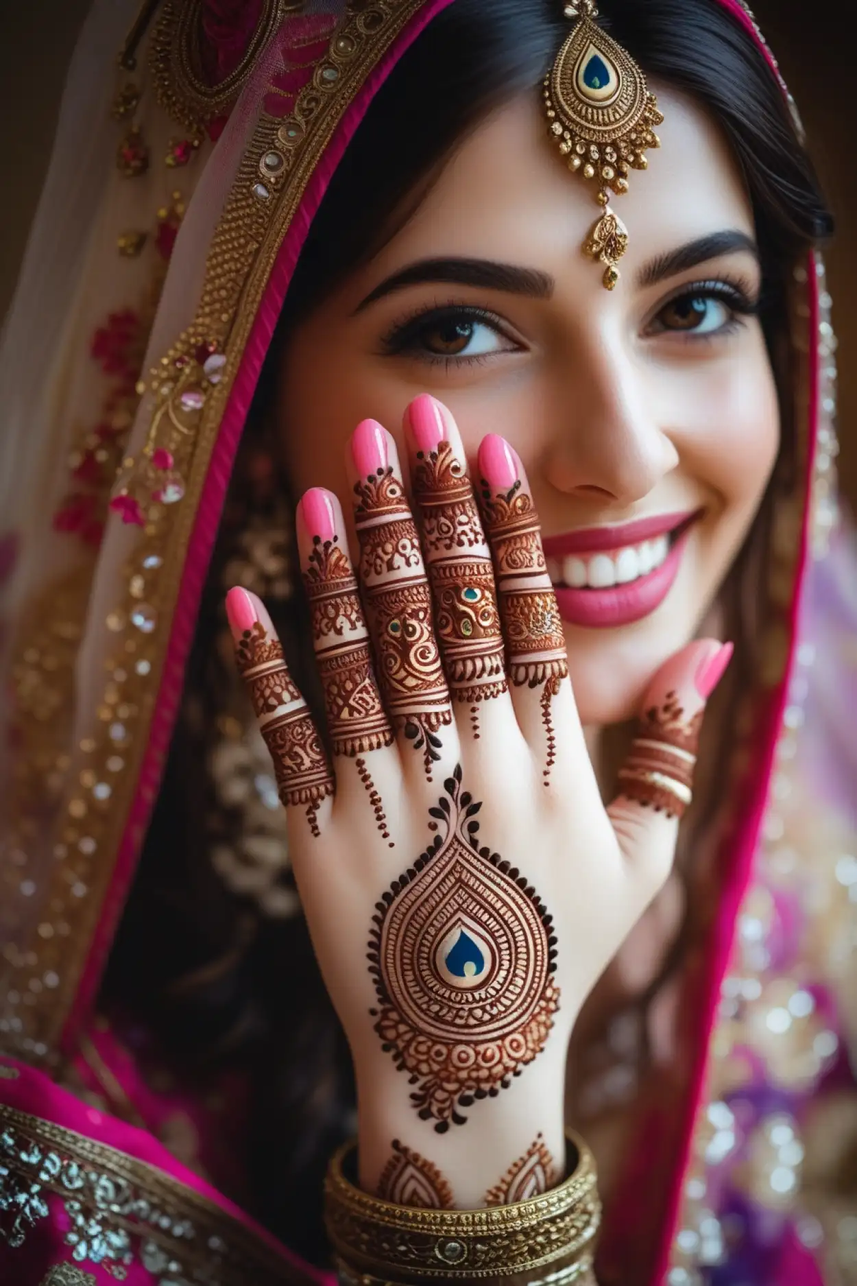 symmetrical latest teej mehndi design 2025