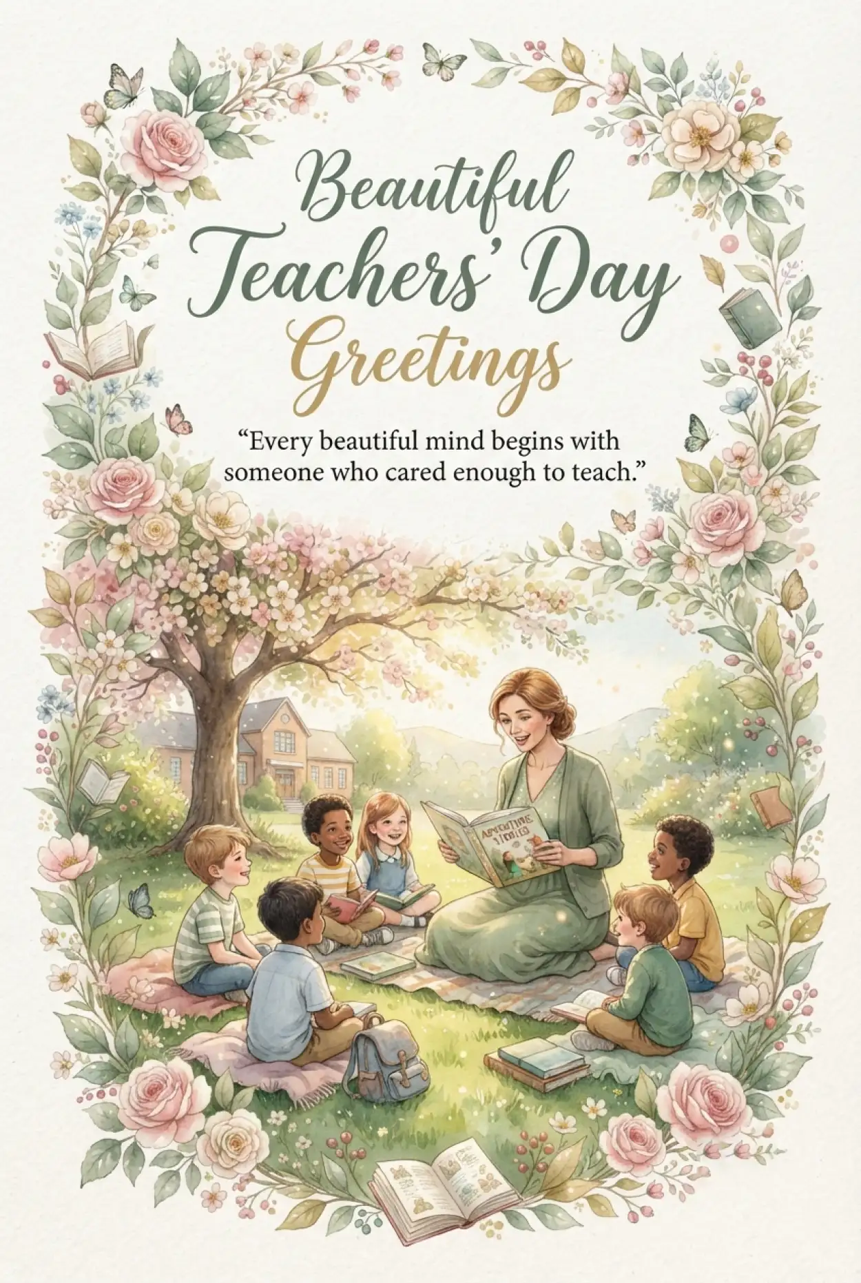 Free Download Teachers Day Cards With Flowers - High Quality Teachers Day Cards Image