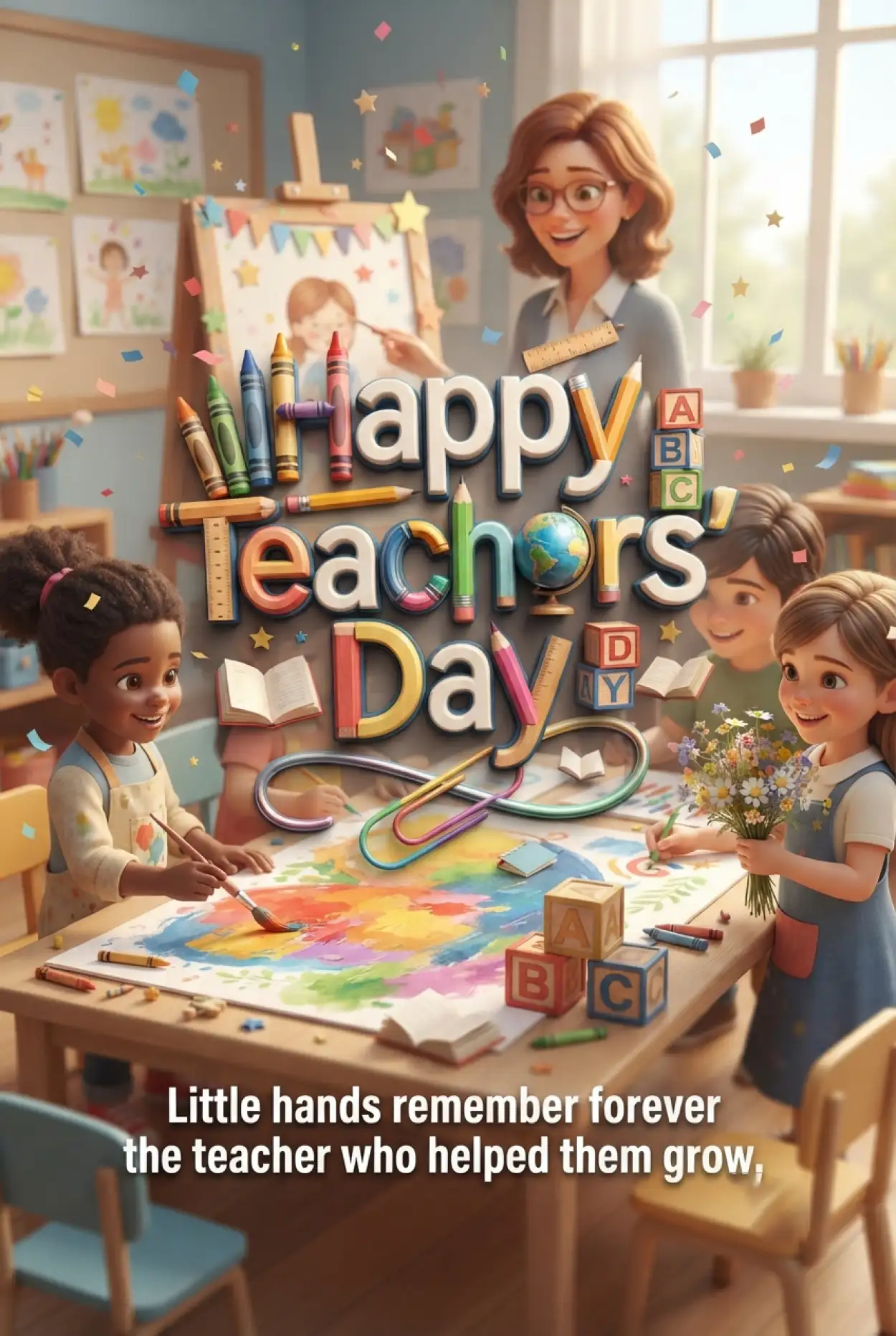 Free Download Teachers Day Cards With School Theme - High Quality Teachers Day Cards Image