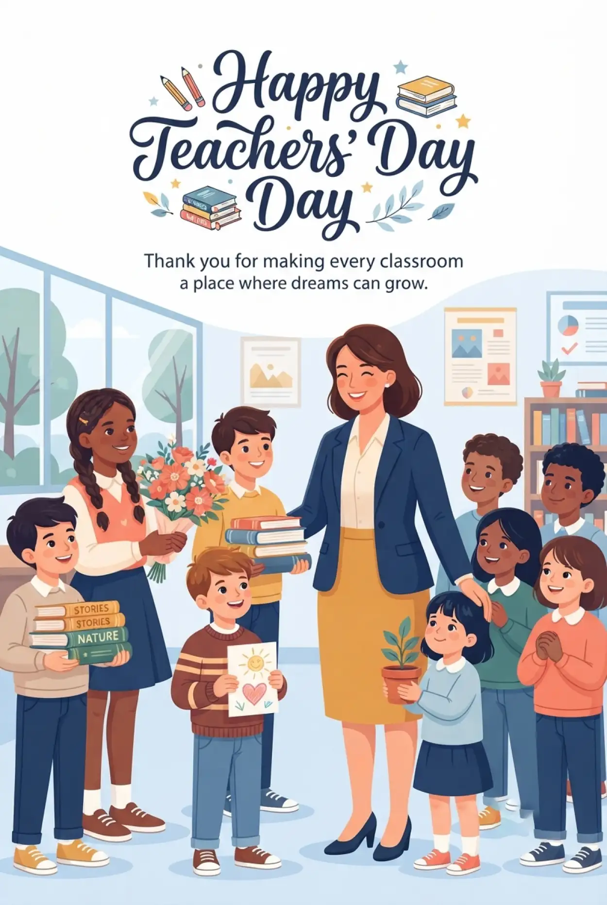Free Download Teachers Day Cards With Thank You Message - High Quality Teachers Day Cards Image