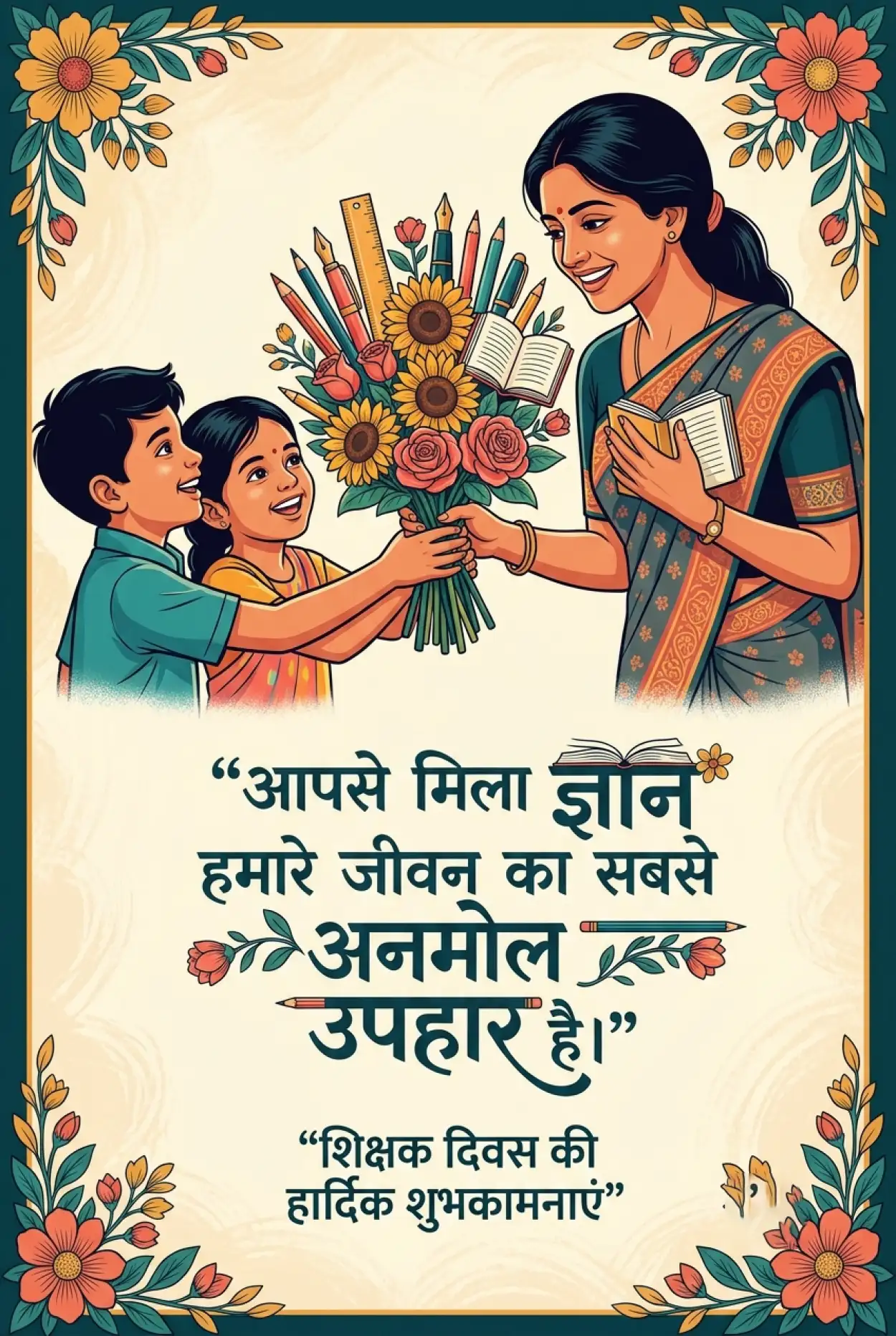 Free Download Teachers Day Hindi Greeting Images For Social Media - High Quality Teachers Day Wishes In Hindi Image
