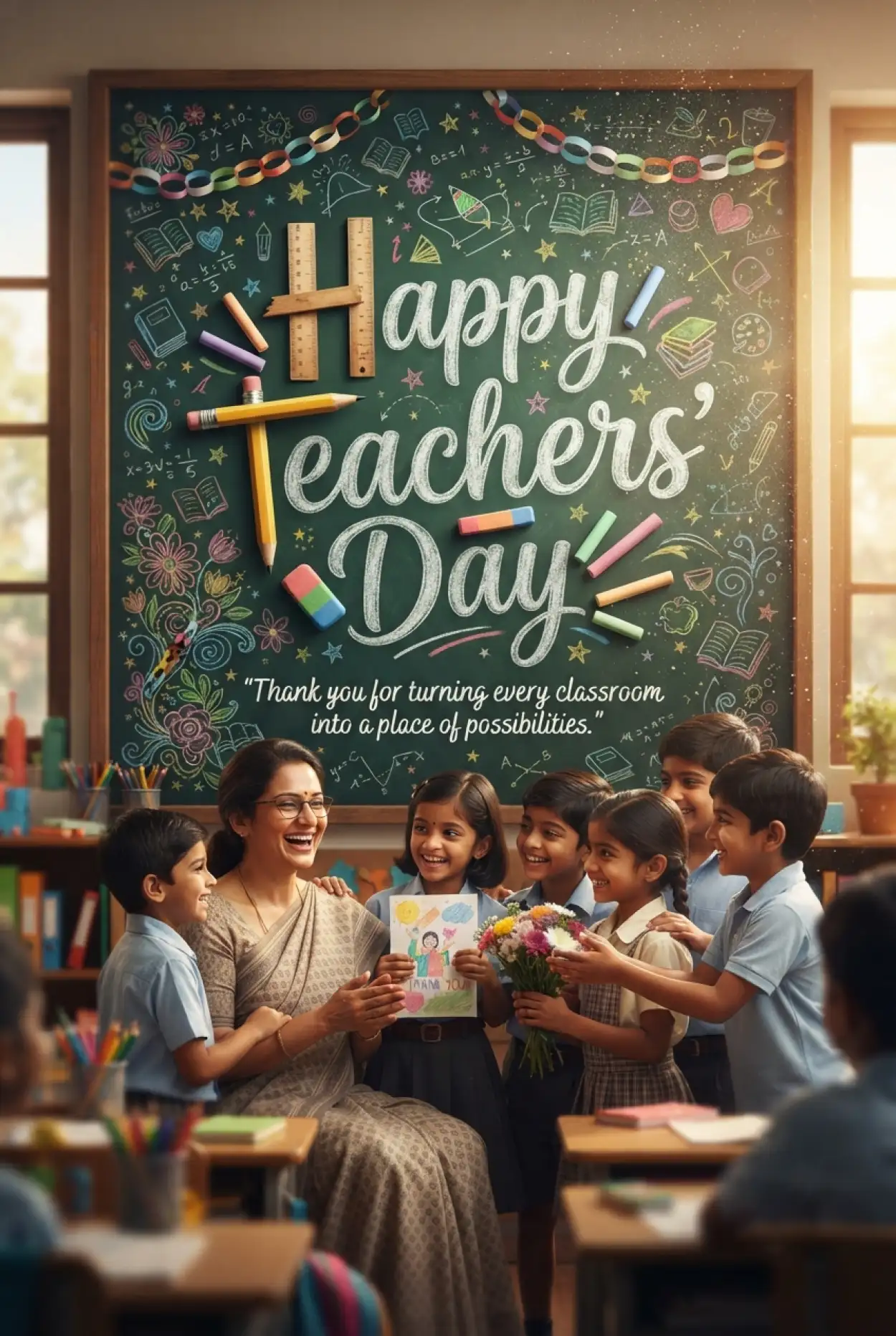 Free Download Teachers Day India 2026 Wishes For School Teacher - High Quality Teachers Day India 2026 Image