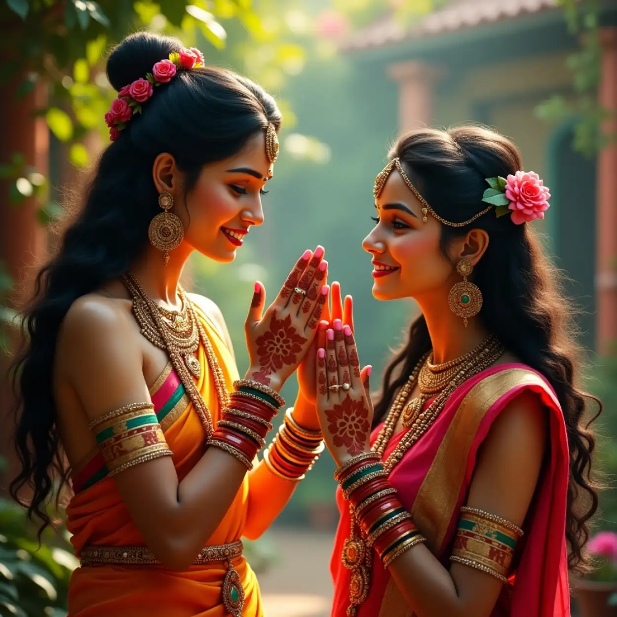 teej ki photo with mehndi hands