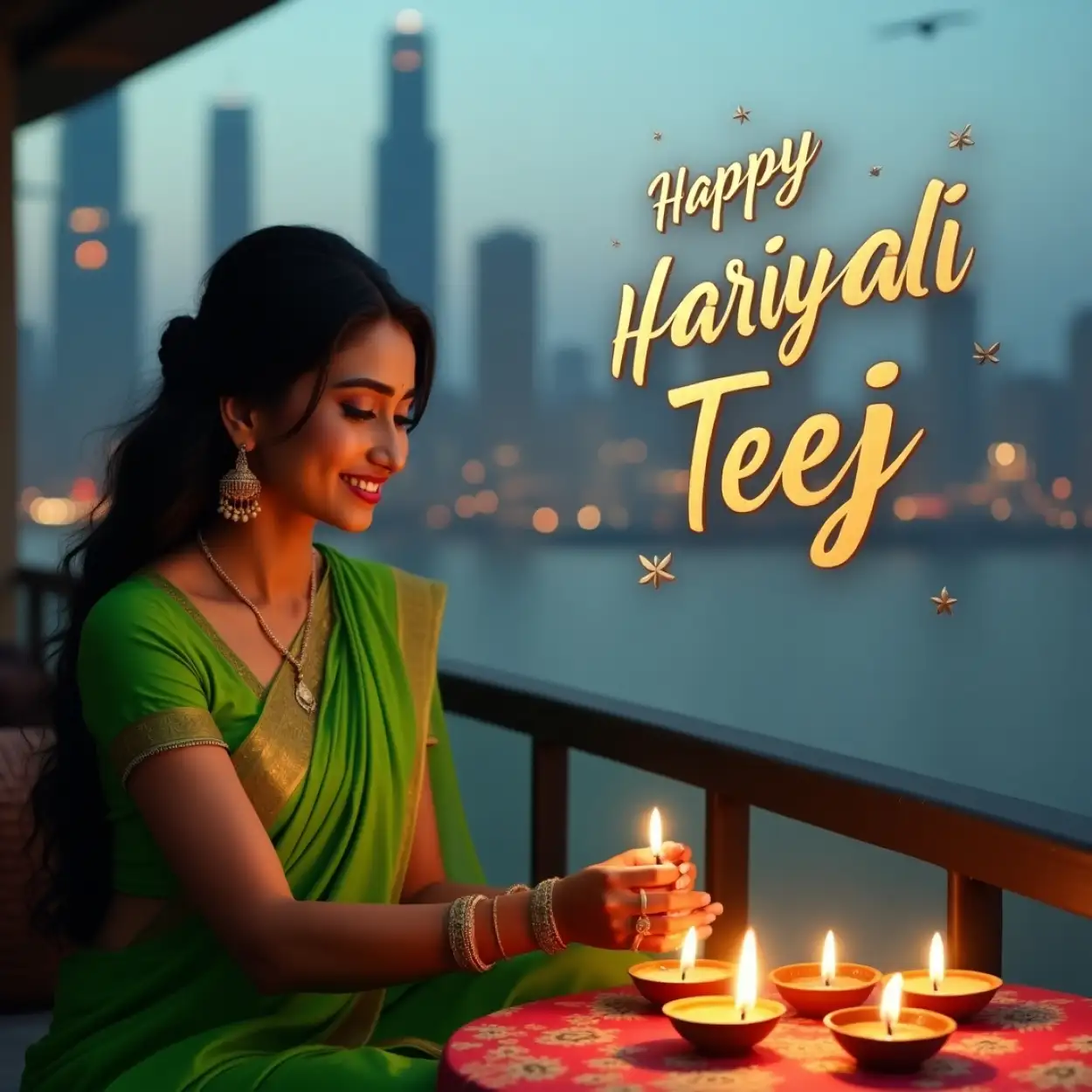 teej png image with diya and thali