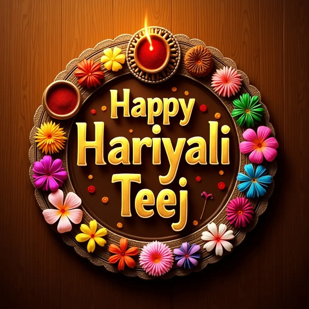 teej puja thali images with message