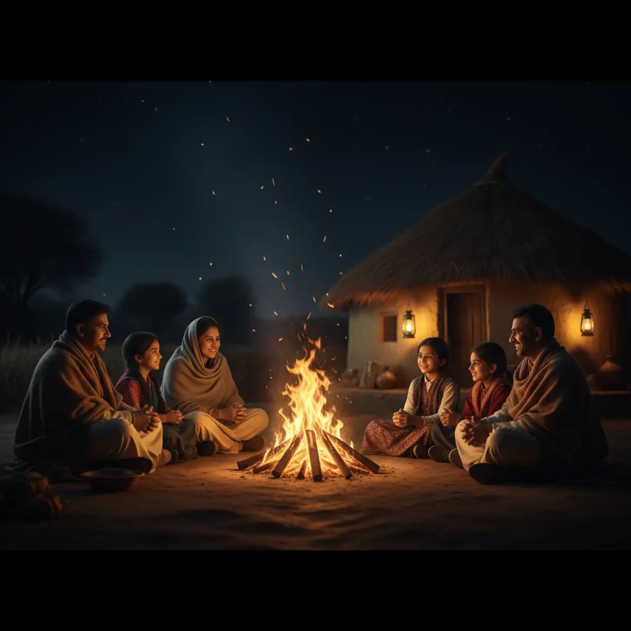 traditional makar sankranti background village