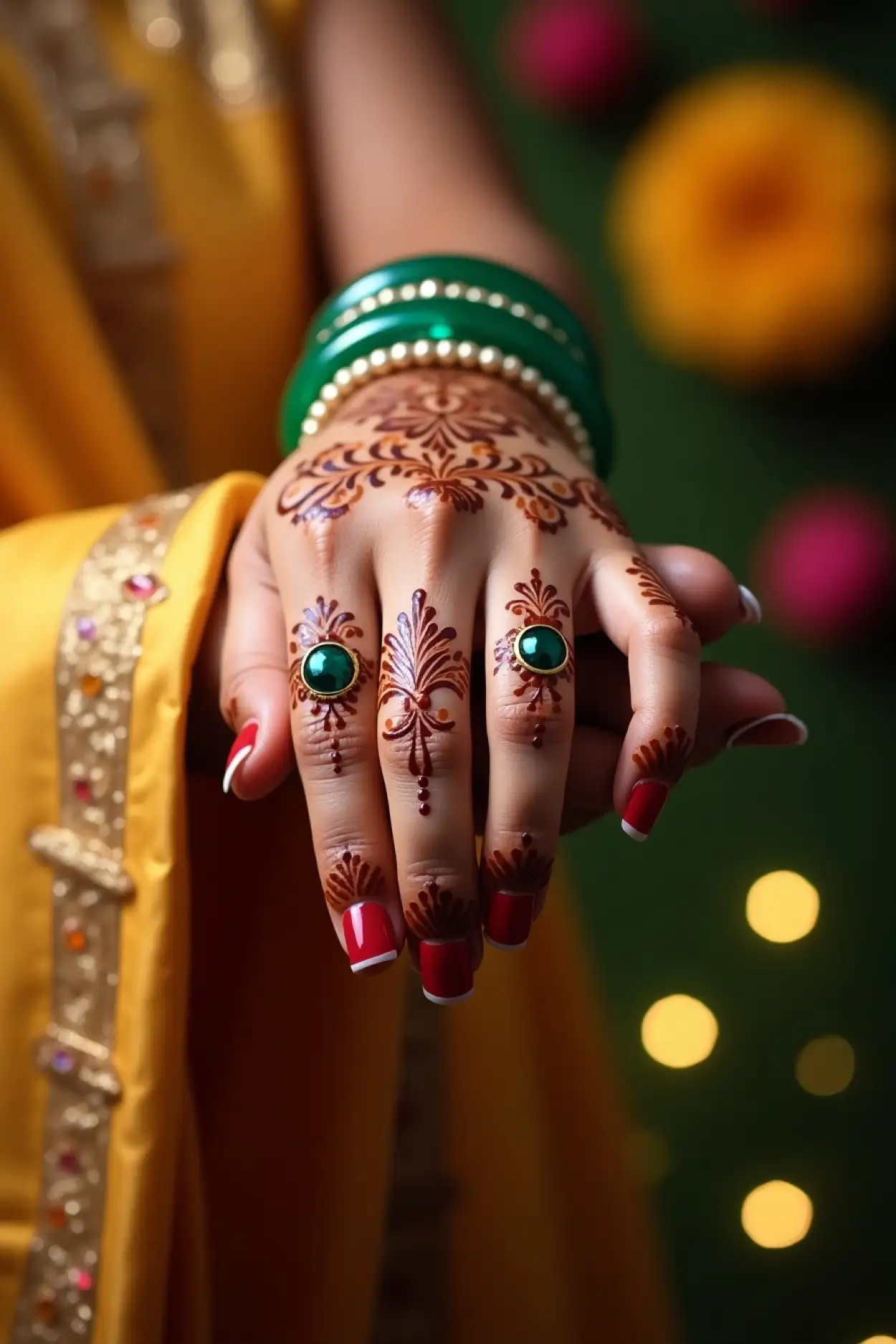 traditional teej mehndi design 2025 with motifs