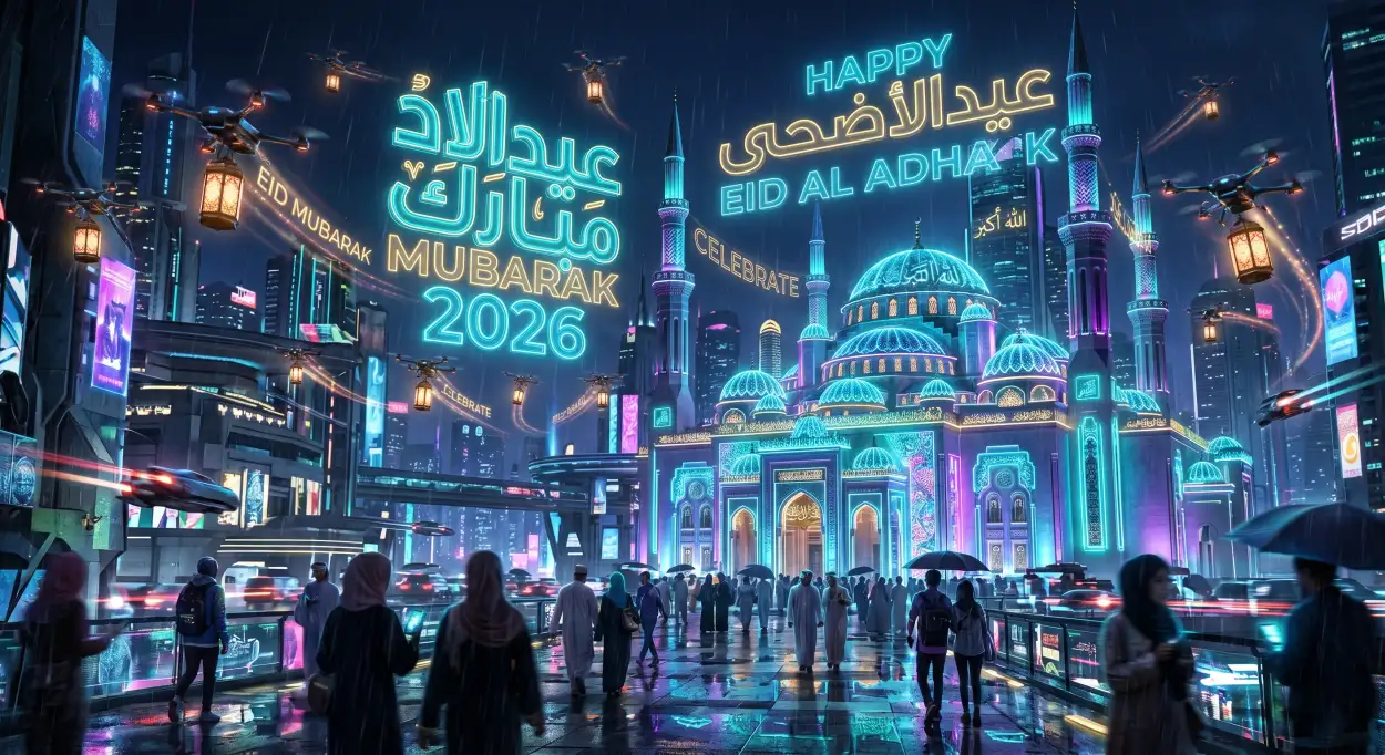 Free Download Trendy Eid Al Adha Social Media Banner 2026 - High Quality Eid Al Adha Greeting Card 2026 Image