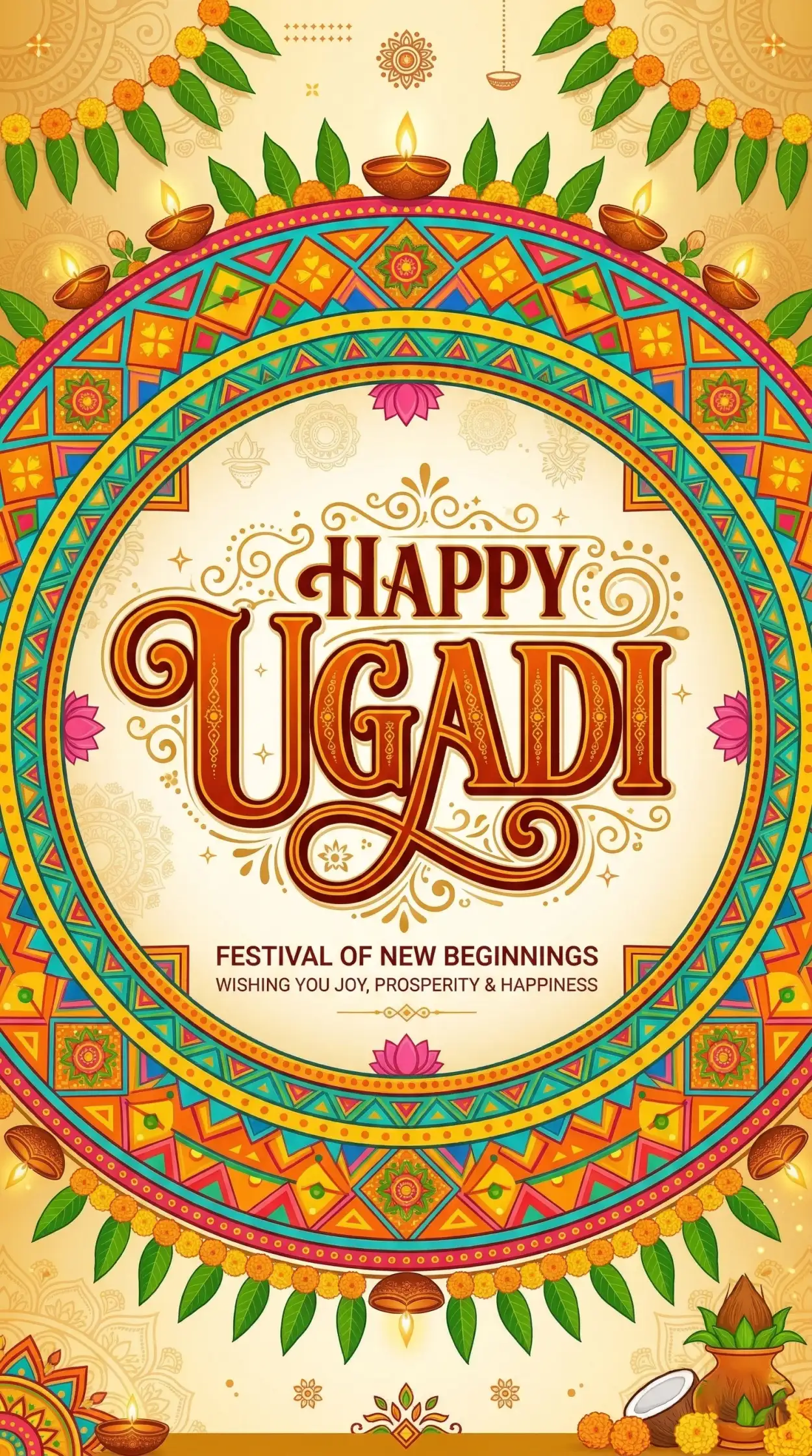 Free Download Ugadi Festival Greeting Poster - High Quality Happy Ugadi Image
