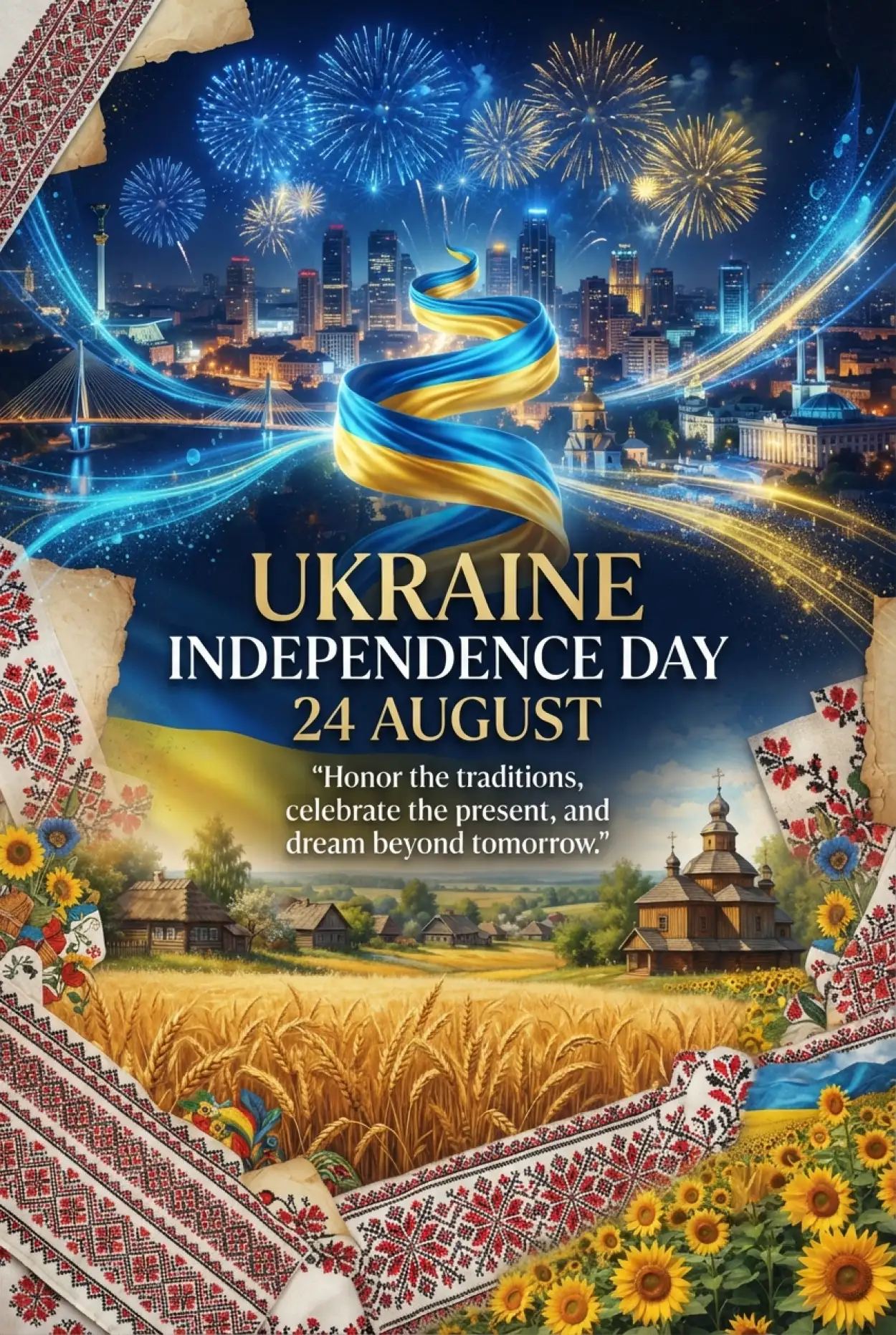 Free Download Ukraine Independence Day 2026 Wishes In English - High Quality Ukraine Independence Day 2026 Image