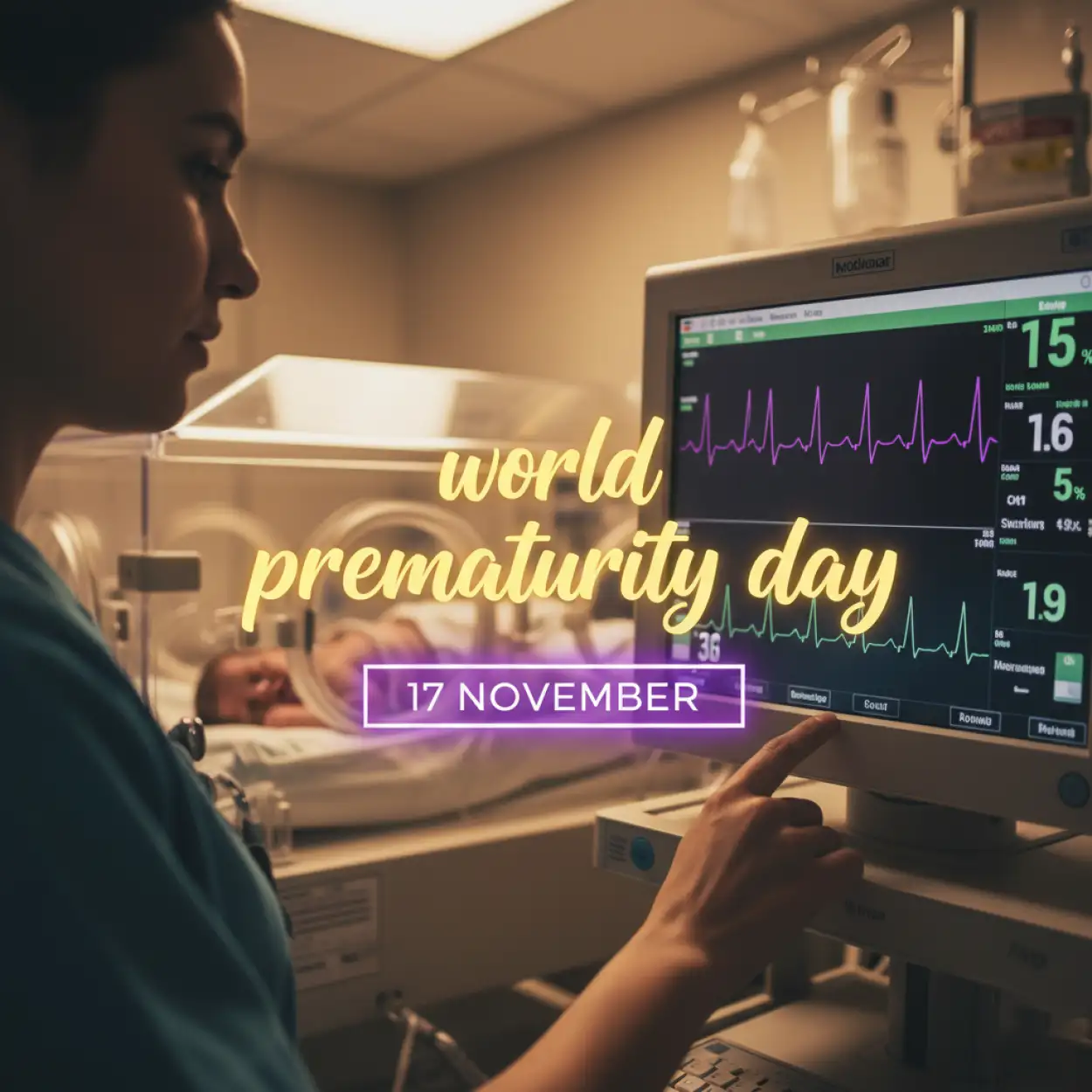 ultra realistic world prematurity day newborn baby incubator photo