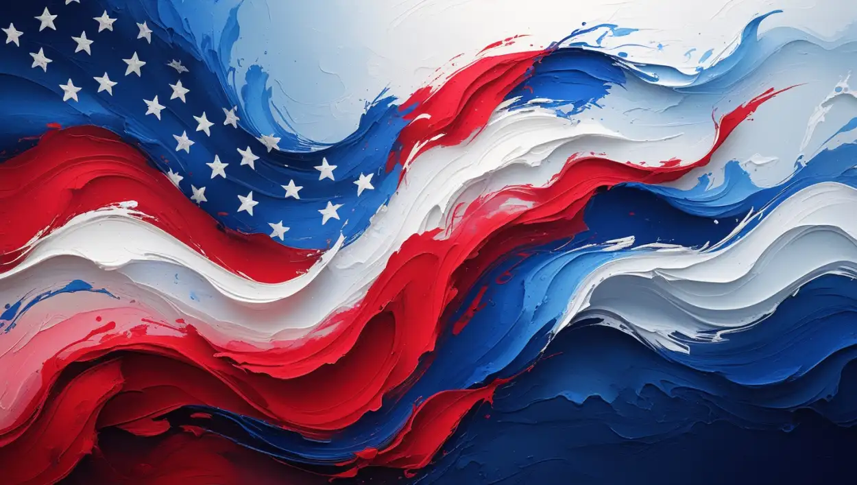 usa flag background with skyline silhouette