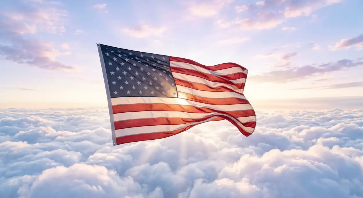 Free Download Usa Flag Images With Dramatic Clouds And Blue Sky Background - High Quality Usa Flag Background Image