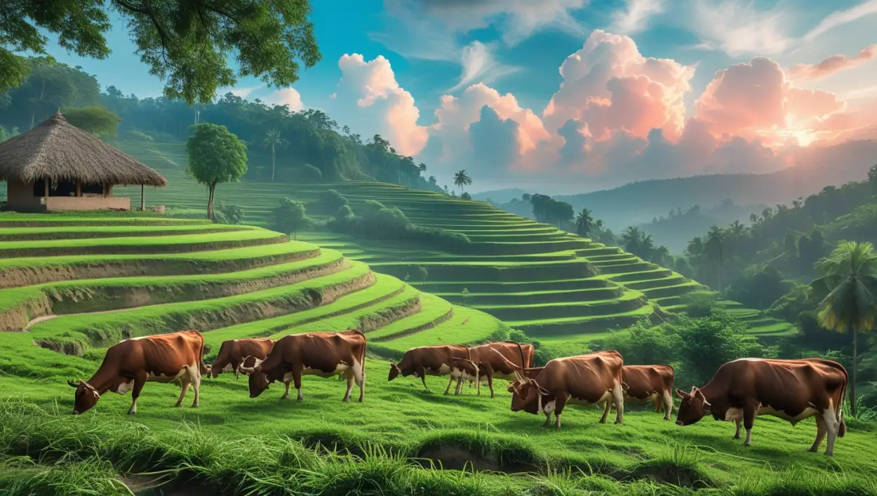 valley nature background with mountain peaks