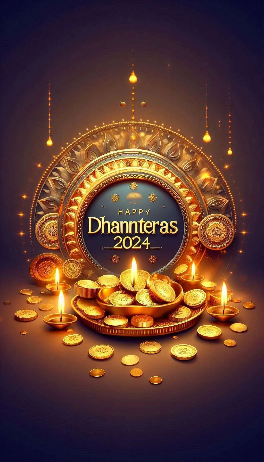 vibrant happy dhanteras wishes 2024 with indian art