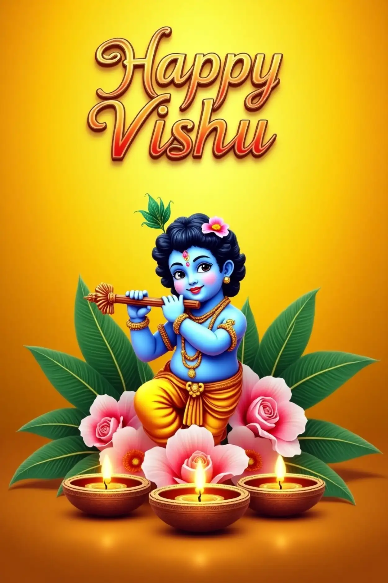 Free Download Vishu 2025 Greeting Card Design - High Quality Happy Vishu Background