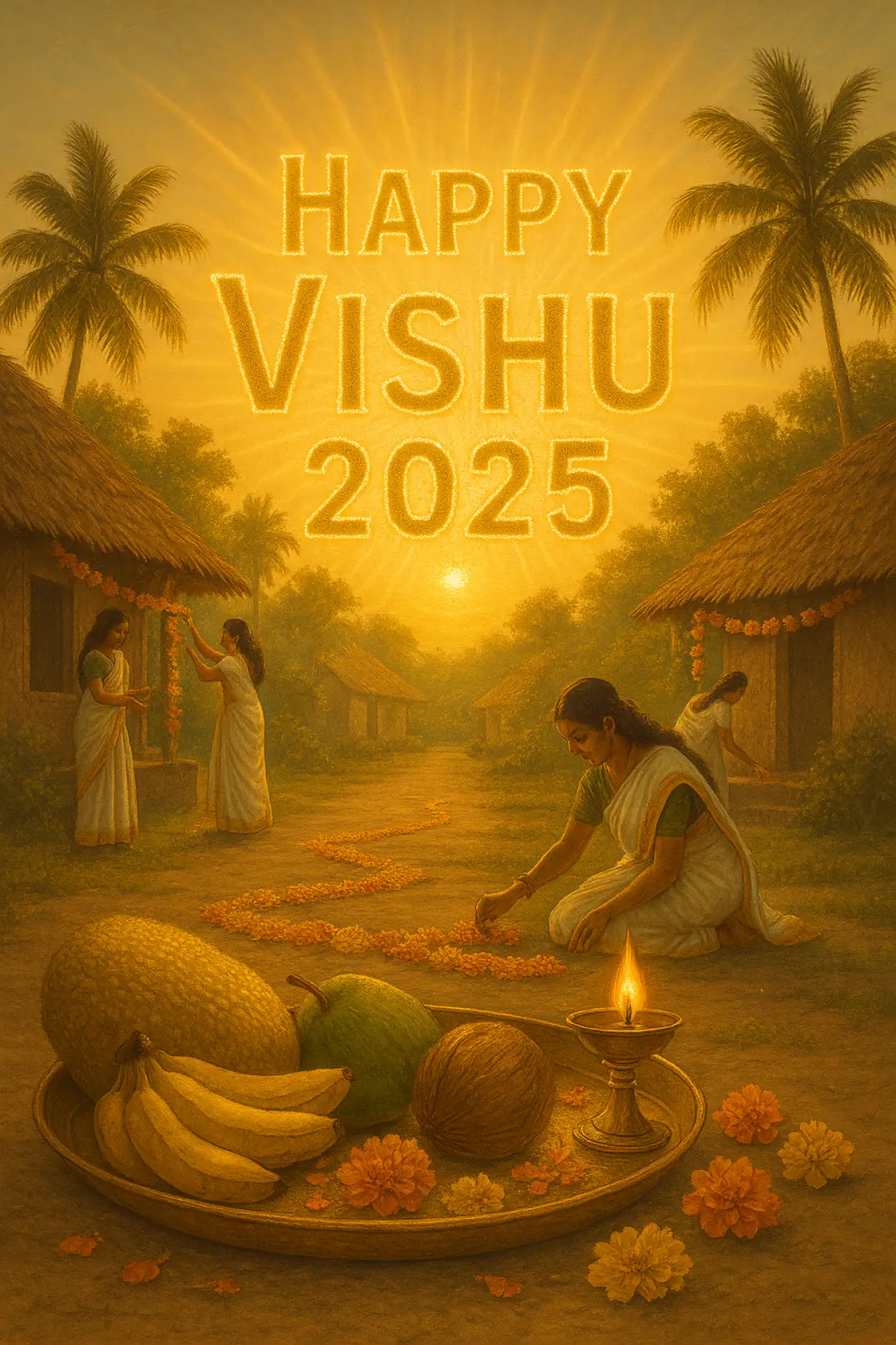 Free Download Vishu 2025 Greetings With Malayalam Quotes - High Quality Happy Vishu 2025 Background
