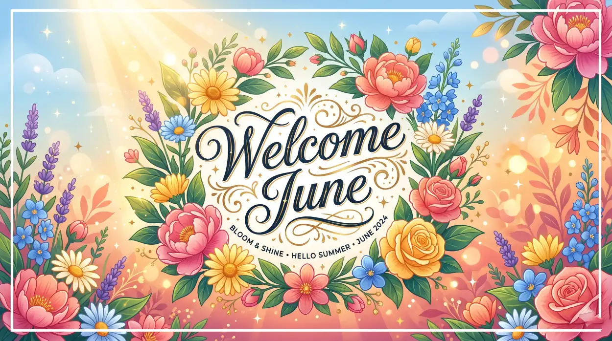 Free Download Welcome June 2026 Floral Social Media Templates - High Quality Welcome June Image