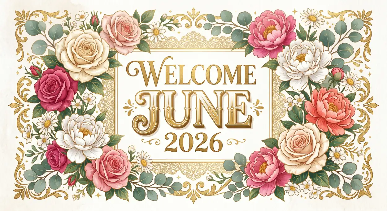 Free Download Welcome June 2026 Floral Summer Post Templates - High Quality Welcome June Image